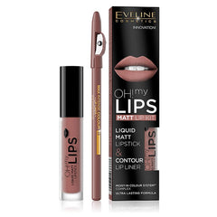 Eveline Oh! My Lips Liquid Matt Lipstick & Liner - 2 Milky Chocolate