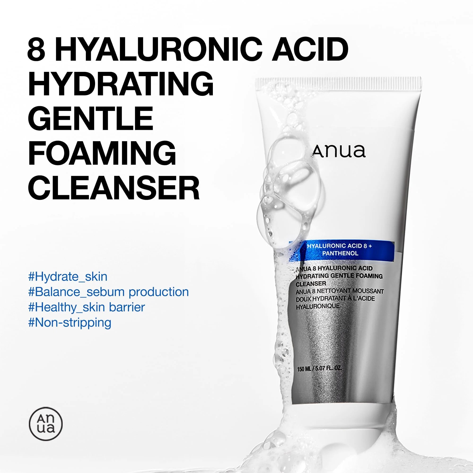 Anua Hyaluronic Acid & Panthenol Hydrating Gentle Foaming Cleanser 150ml