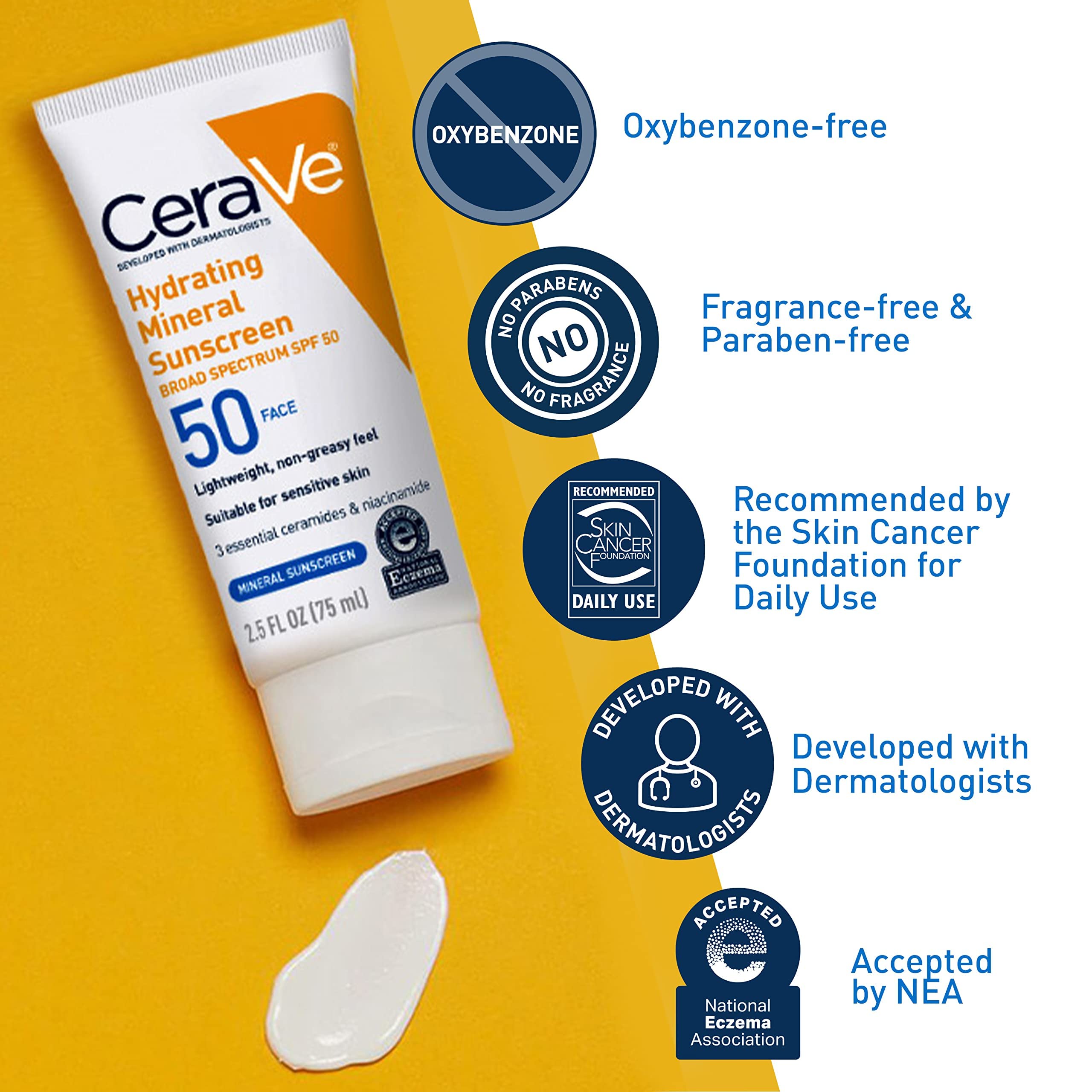 ceraVe - hydrating mineral sunscreen spf 50 - 75ml