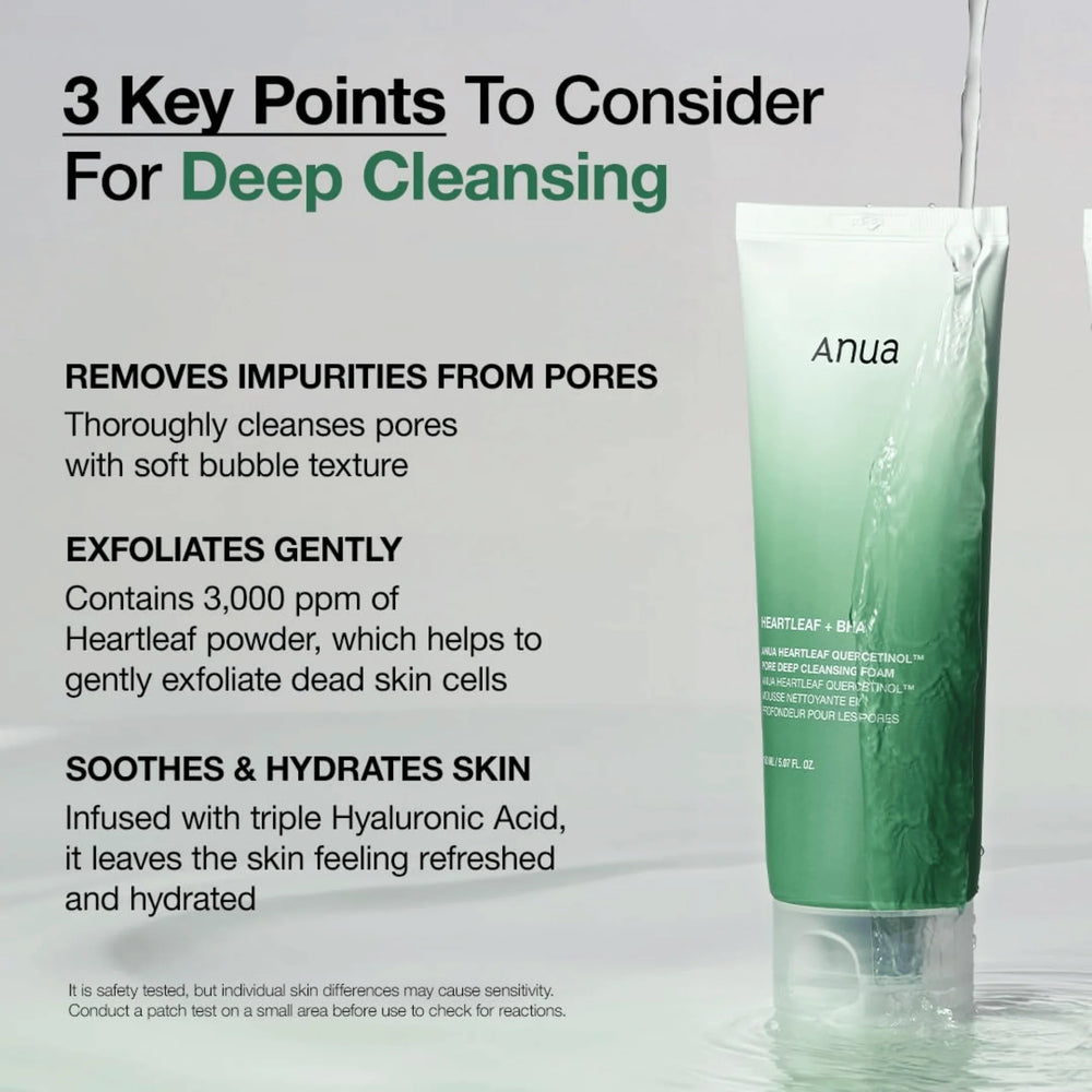 ANUA HEARTLEAF SUCCINIC PORE DEEP CLEANSING FOAM KOREA150ml