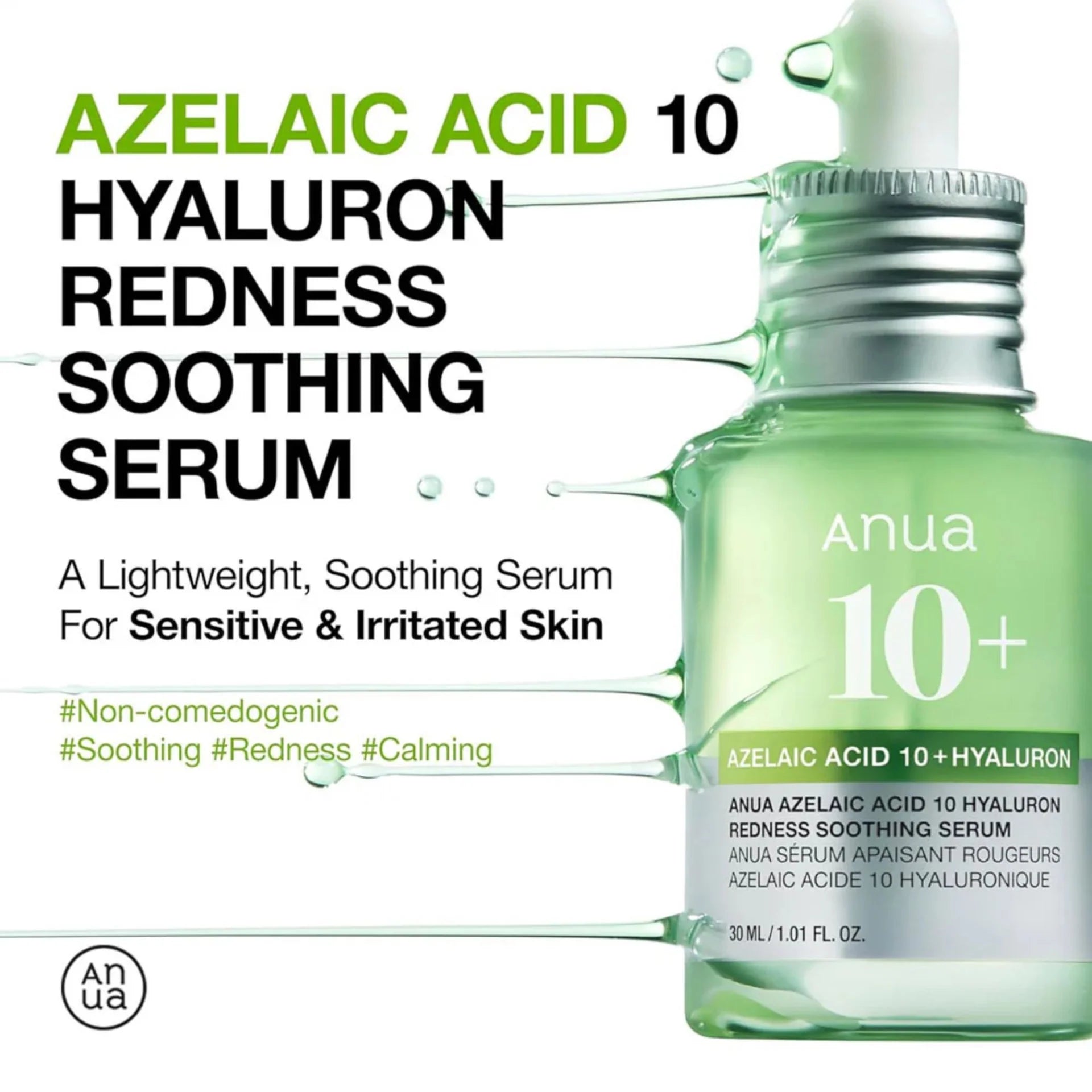 Anua azelaic 10 + Hyaluron Redness Soothing Serum 30ml