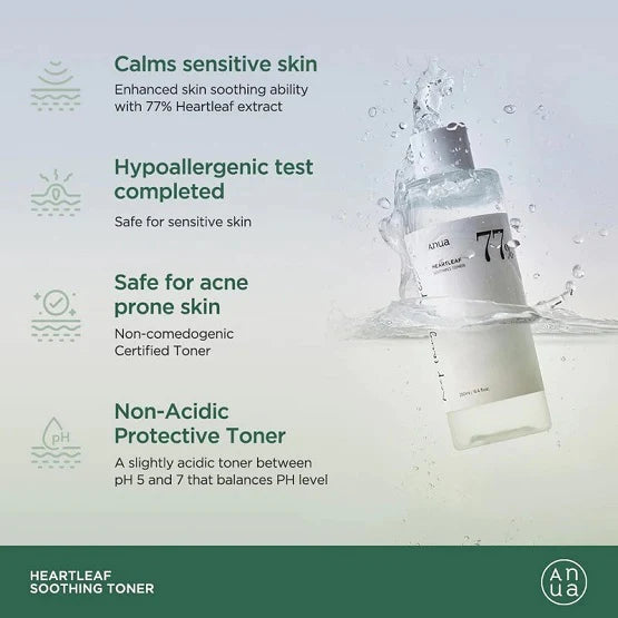 ANUA HEARTLEAF 77% SOOTHING TONER 250ML BIG SIZE