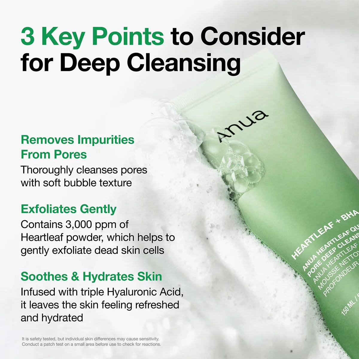 Anua Heartleaf + BHA Quercetinol Deep Cleansing Foam – 150ml. (White Box).