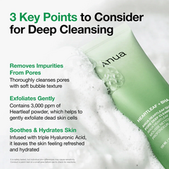 Anua Heartleaf + BHA Quercetinol Deep Cleansing Foam – 150ml. (White Box).