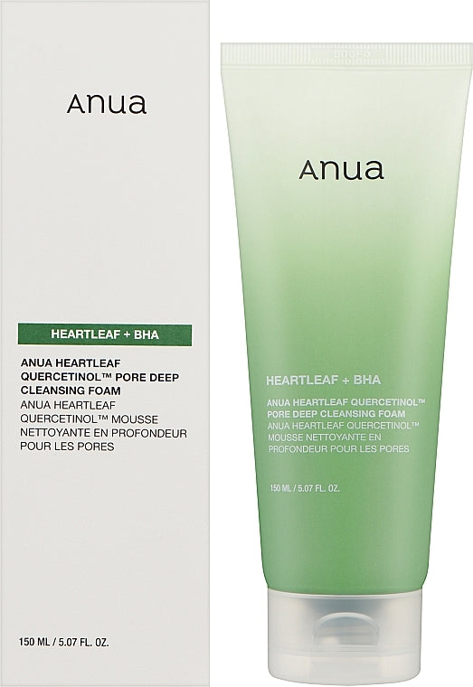 Anua Heartleaf + BHA Quercetinol Deep Cleansing Foam – 150ml. (White Box).