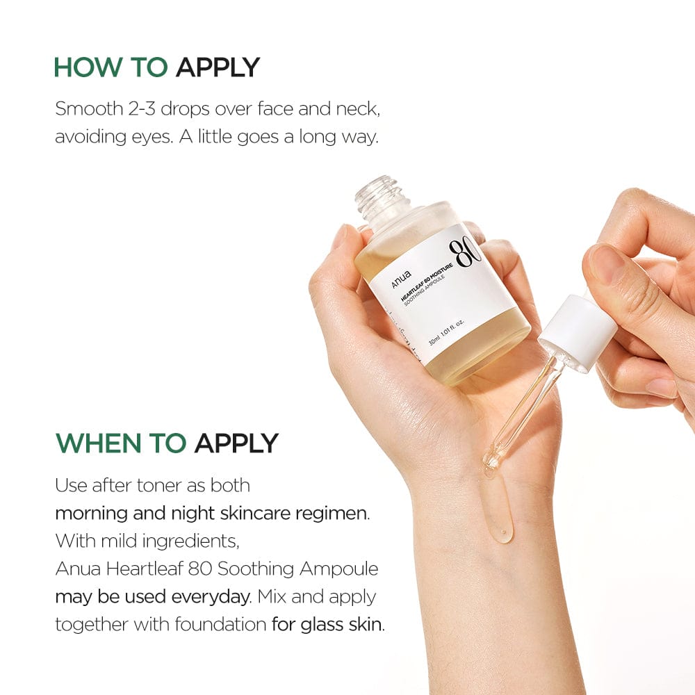 Anua Houttuynia Cordata 80% Moisture Soothing Ampoule Korea